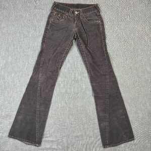 VINTAGE True Religion Corduroy Joey Size 26x33 Dark Gray Wide Leg Flare USA